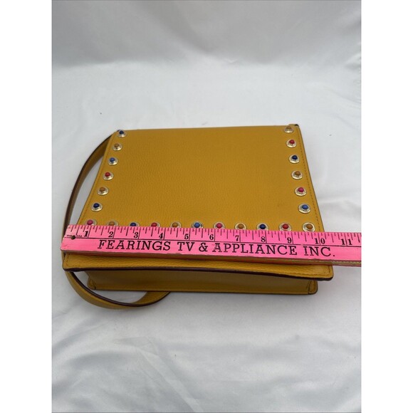 Kate Spade Devoe Street Sophie Handbag Mustard Yellow studded gems 10x7x3 Flaws - Picture 14 of 16